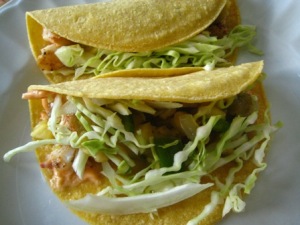Healty Gluten free cabbage and fish tacos  